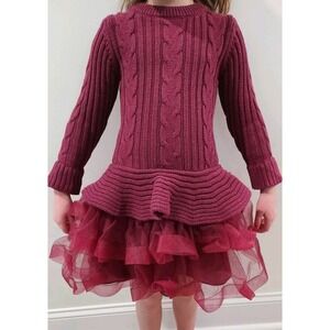 Bonnie Jean Girls Cable Knit Sweater‎ Tulle Dress Burgundy size 6
